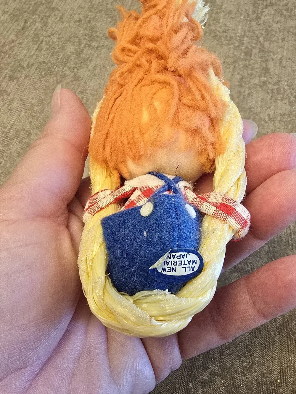 Vintage Japan Ornament Raggedy Andy Flocked Plastic Felt  Christmas Ornament